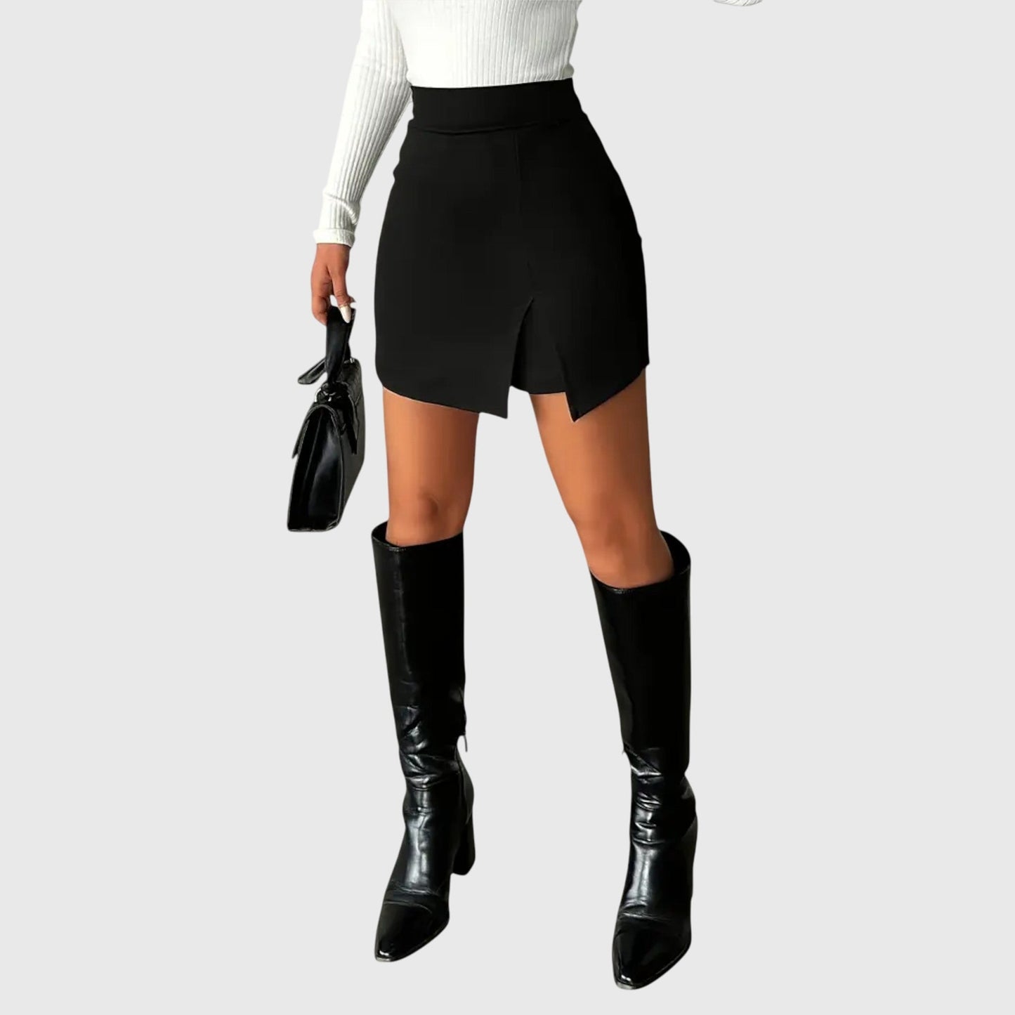 Zeinab | Women’s High Waist Side Slit Pencil Mini Skirt