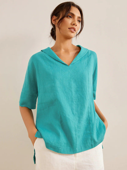 Blake | Women’s Linen V-Neck Short Sleeve Shirt