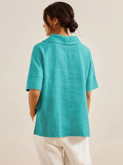 Blake | Women’s Linen V-Neck Short Sleeve Shirt