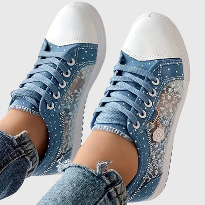 Delilah | Women’s Orthopedic Floral Denim Sneakers