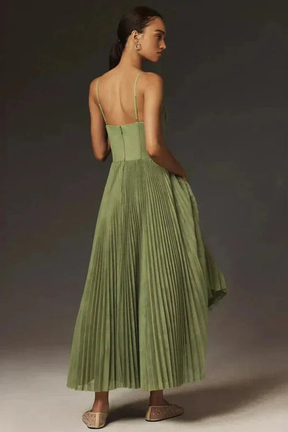 Delphine | Women’s Pleated Strappy Maxi Dress
