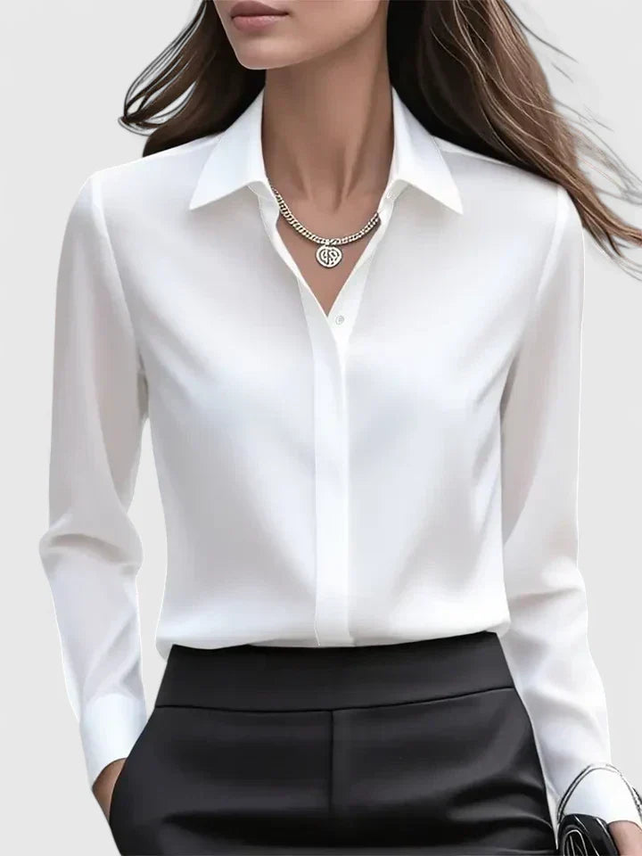 Celestine | Women’s Elegant Satin Button Up Blouse