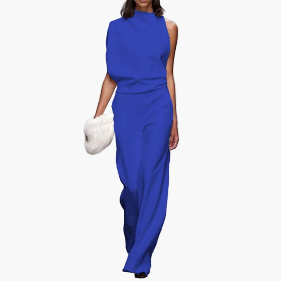 Tatum | Women’s Round Neck Sleeveless Wide-Leg One-Piece Jumpsuit