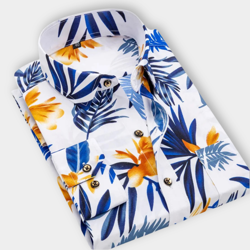 Blaine | Men’s Maritime Print Classic Button Up Shirt