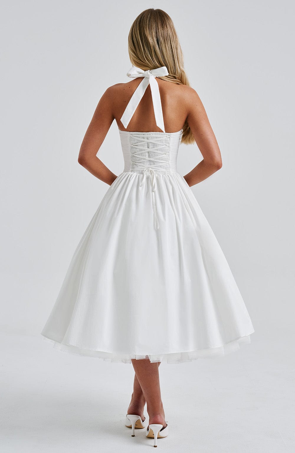 Talia | Women’s Wedding Halter Midi Dress