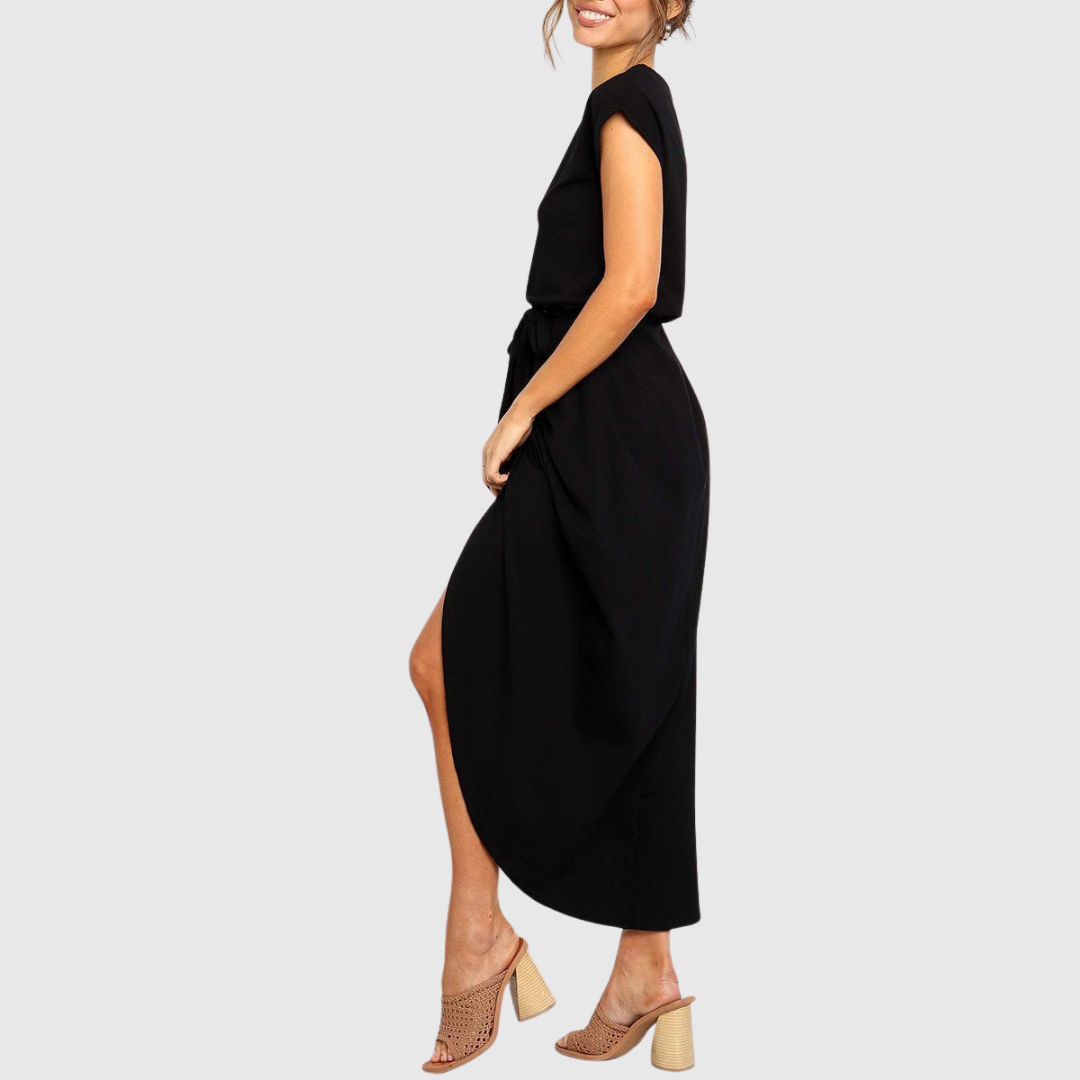 Ember | Women’s Casual Belted Tulip Hem Midi Dress