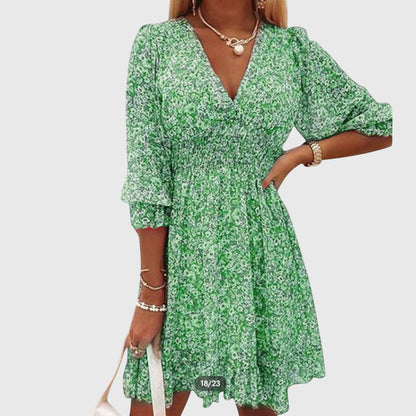 Everly | Women’s Floral Puff Sleeve Ruffle Dress
