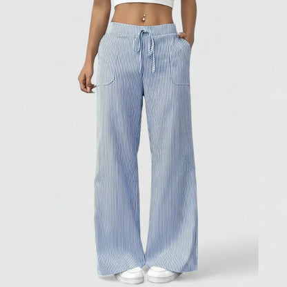Corinne | Women’s Striped Wide Leg Linen Pants