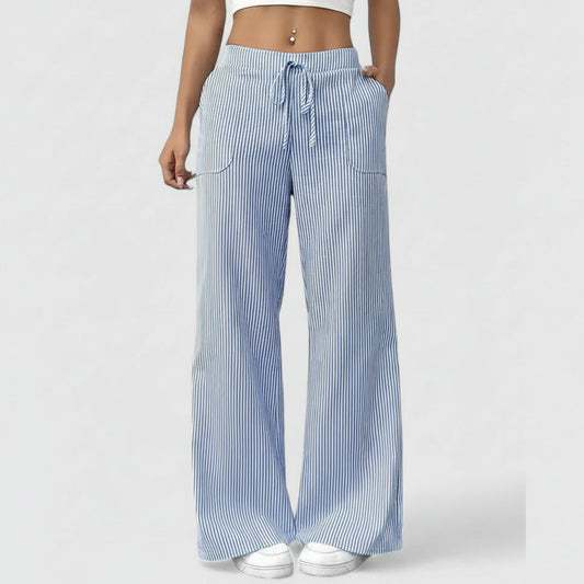 Corinne | Women’s Striped Wide Leg Linen Pants