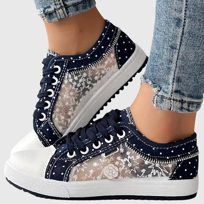 Delilah | Women’s Orthopedic Floral Denim Sneakers