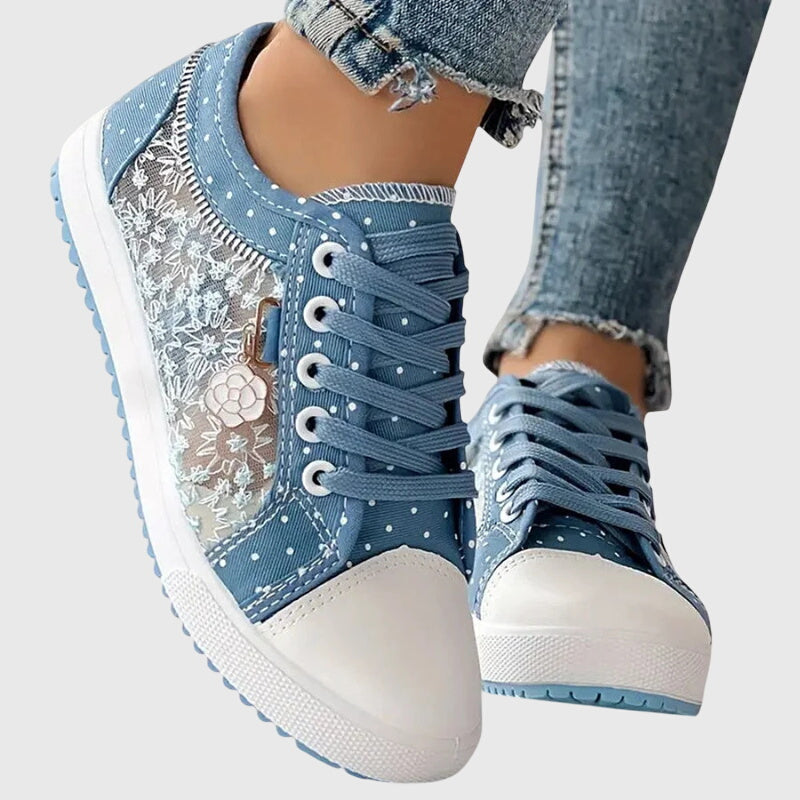 Delilah | Women’s Orthopedic Floral Denim Sneakers