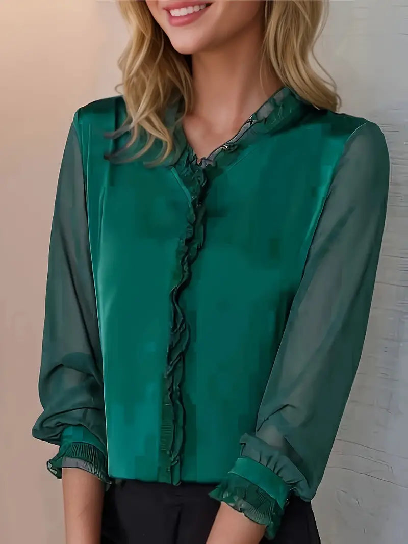 Annalise | Women’s Elegant Long Sleeve Ruffle Blouse