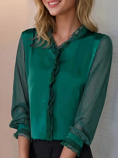 Annalise | Women’s Elegant Long Sleeve Ruffle Blouse