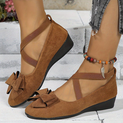 Isolde | Women’s Sophisticated Bow Detail Wedge Loafers