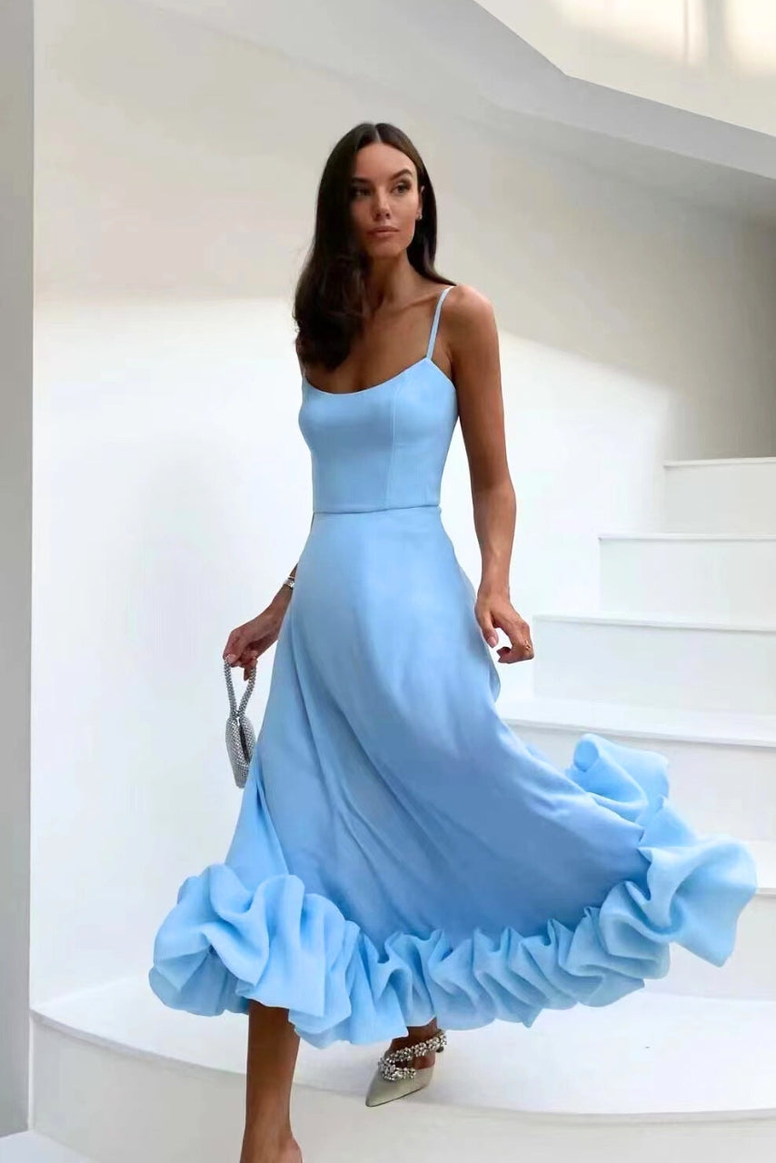 Celeste | Women’s Elegant Ruffle Hem Wedding Guest Dress