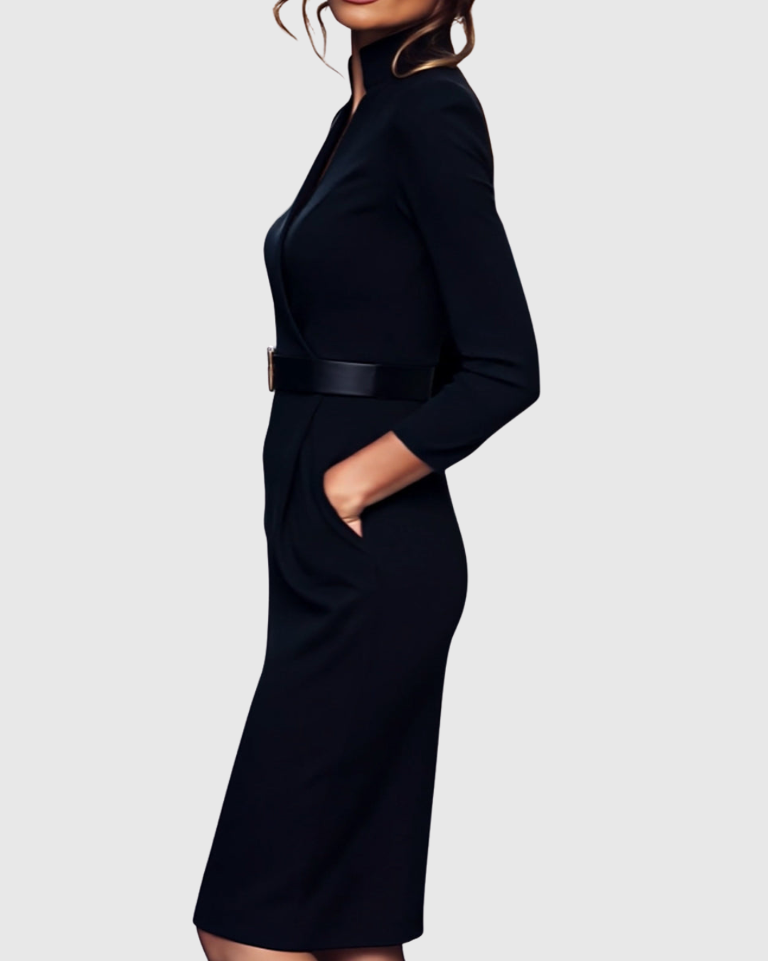 Veronica | Women’s Belted Collared Midi Dress