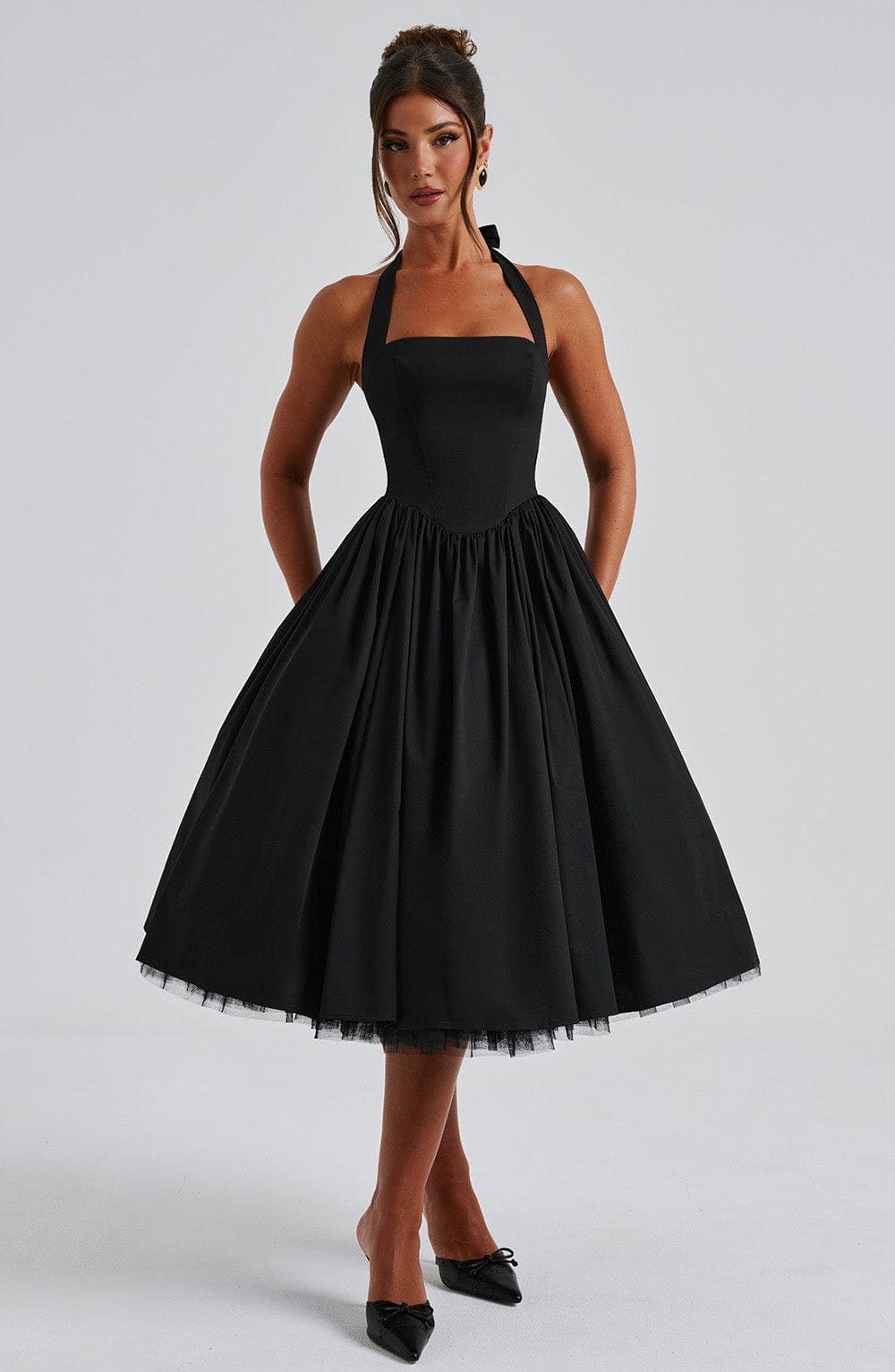 Talia | Women’s Wedding Halter Midi Dress