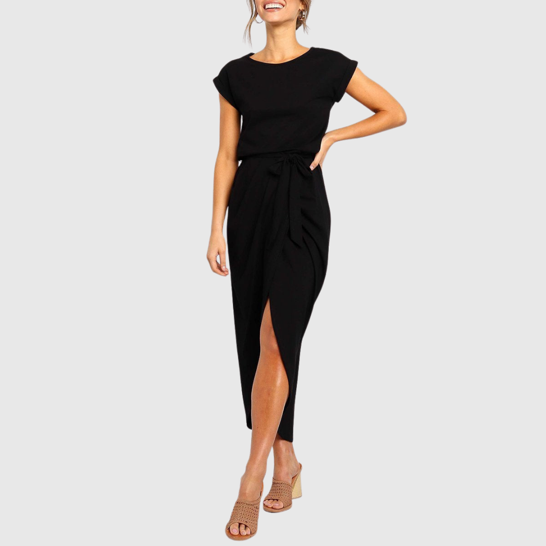 Ember | Women’s Casual Belted Tulip Hem Midi Dress