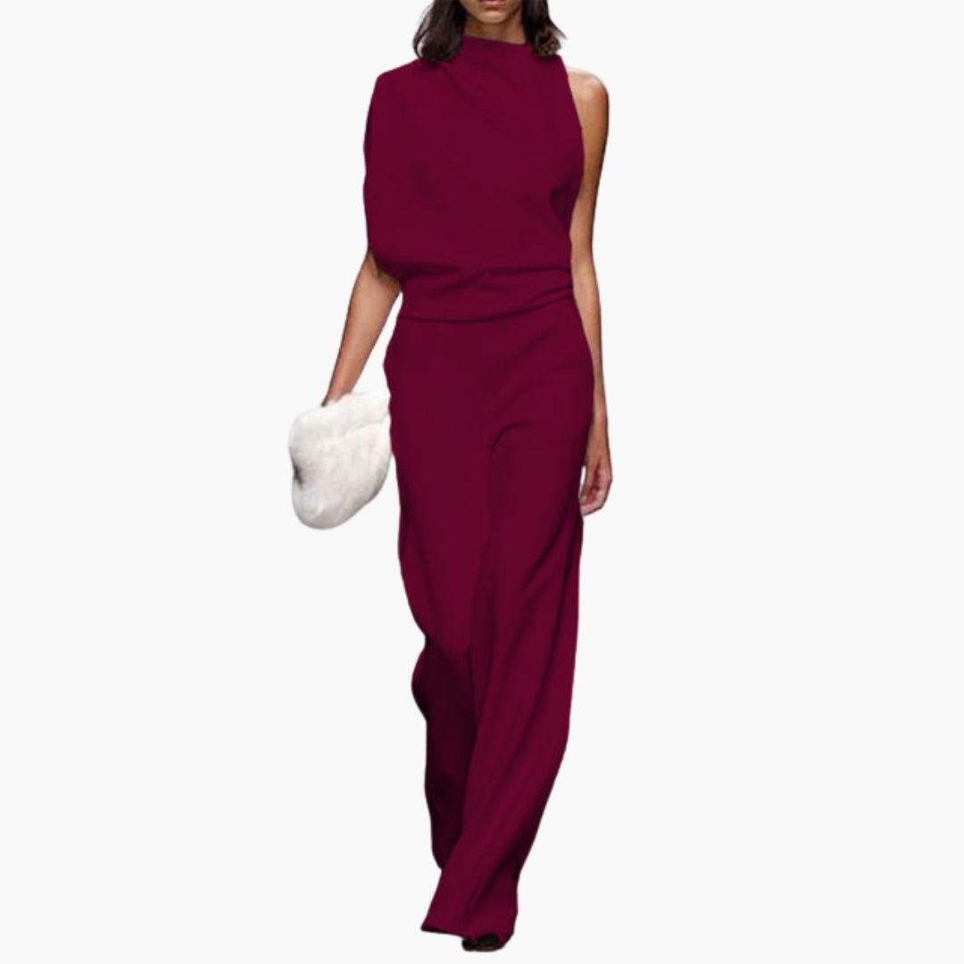 Tatum | Women’s Round Neck Sleeveless Wide-Leg One-Piece Jumpsuit