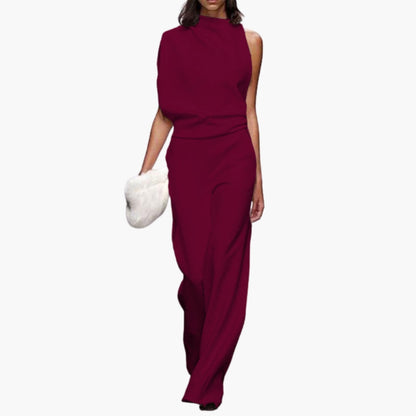 Tatum | Women’s Round Neck Sleeveless Wide-Leg One-Piece Jumpsuit