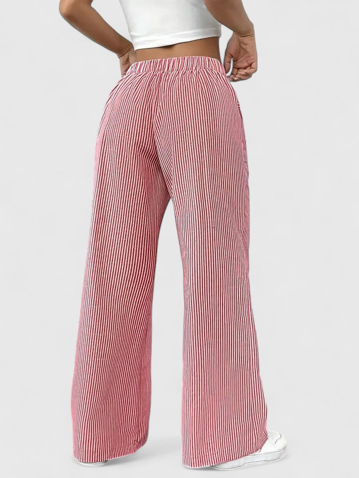 Corinne | Women’s Striped Wide Leg Linen Pants