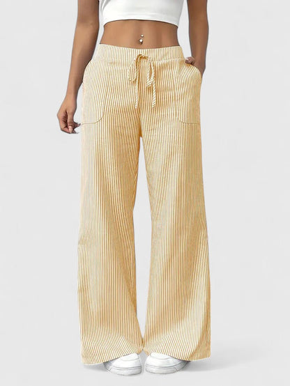 Corinne | Women’s Striped Wide Leg Linen Pants