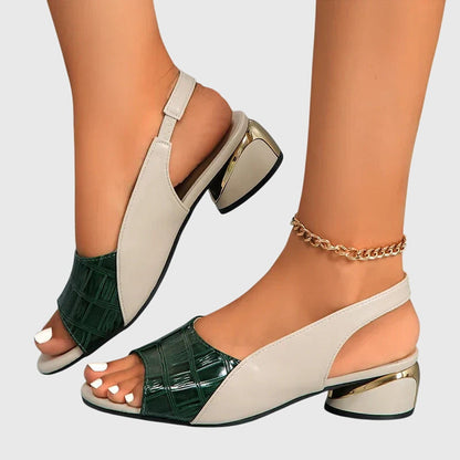 Virella | Women’s Colorblock Peep Toe Slingback Heel Sandals