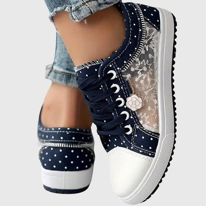 Delilah | Women’s Orthopedic Floral Denim Sneakers