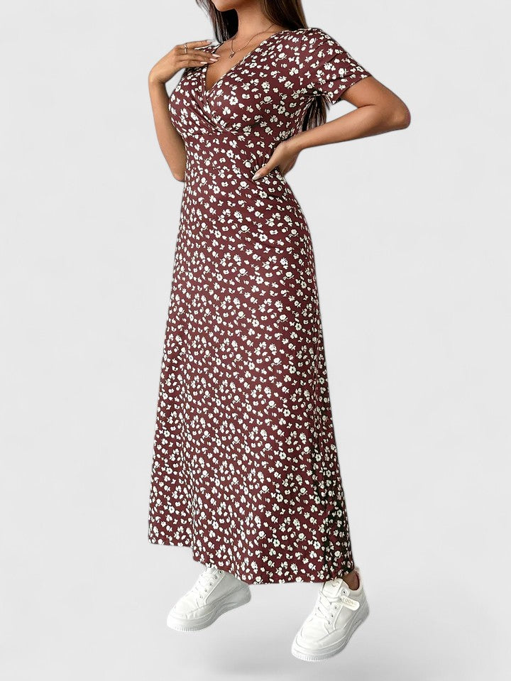 Elaryn | Women’s Floral Flutter Sleeve Maxi Dress