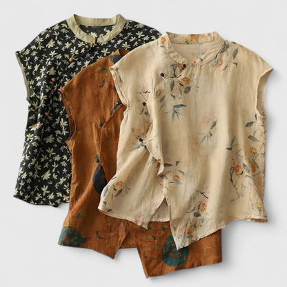 Eliora | Women’s Elegant Floral Mock Neck Blouse