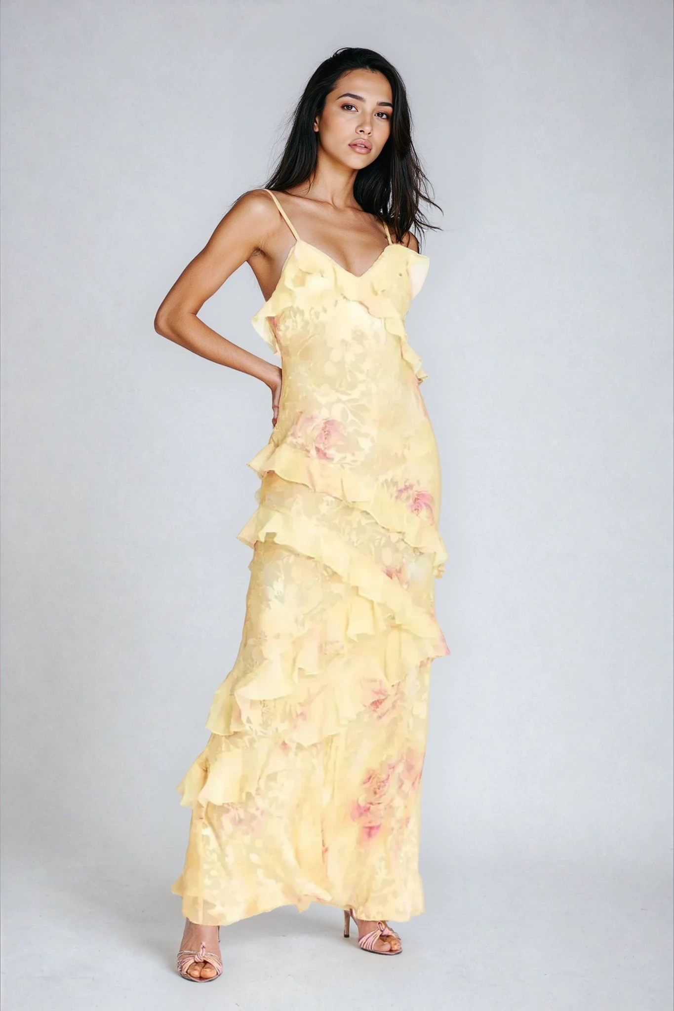 Donnah | Women’s Floral Ruffle Maxi Dress