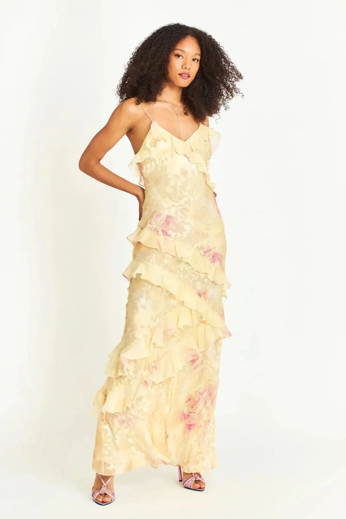Donnah | Women’s Floral Ruffle Maxi Dress