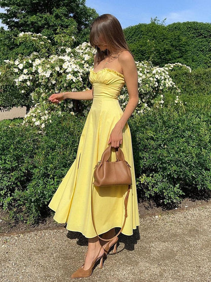 Britney | Women’s Romantic Strapless Midi Dress