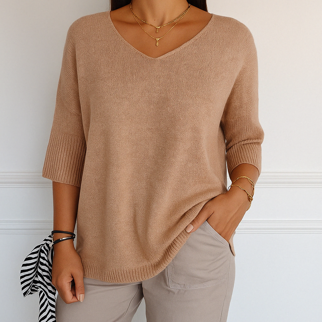 Hadley | Women’s V-Neck Short Sleeve Knit Pullover