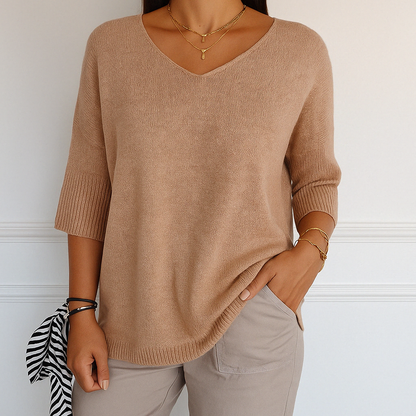 Hadley | Women’s V-Neck Short Sleeve Knit Pullover