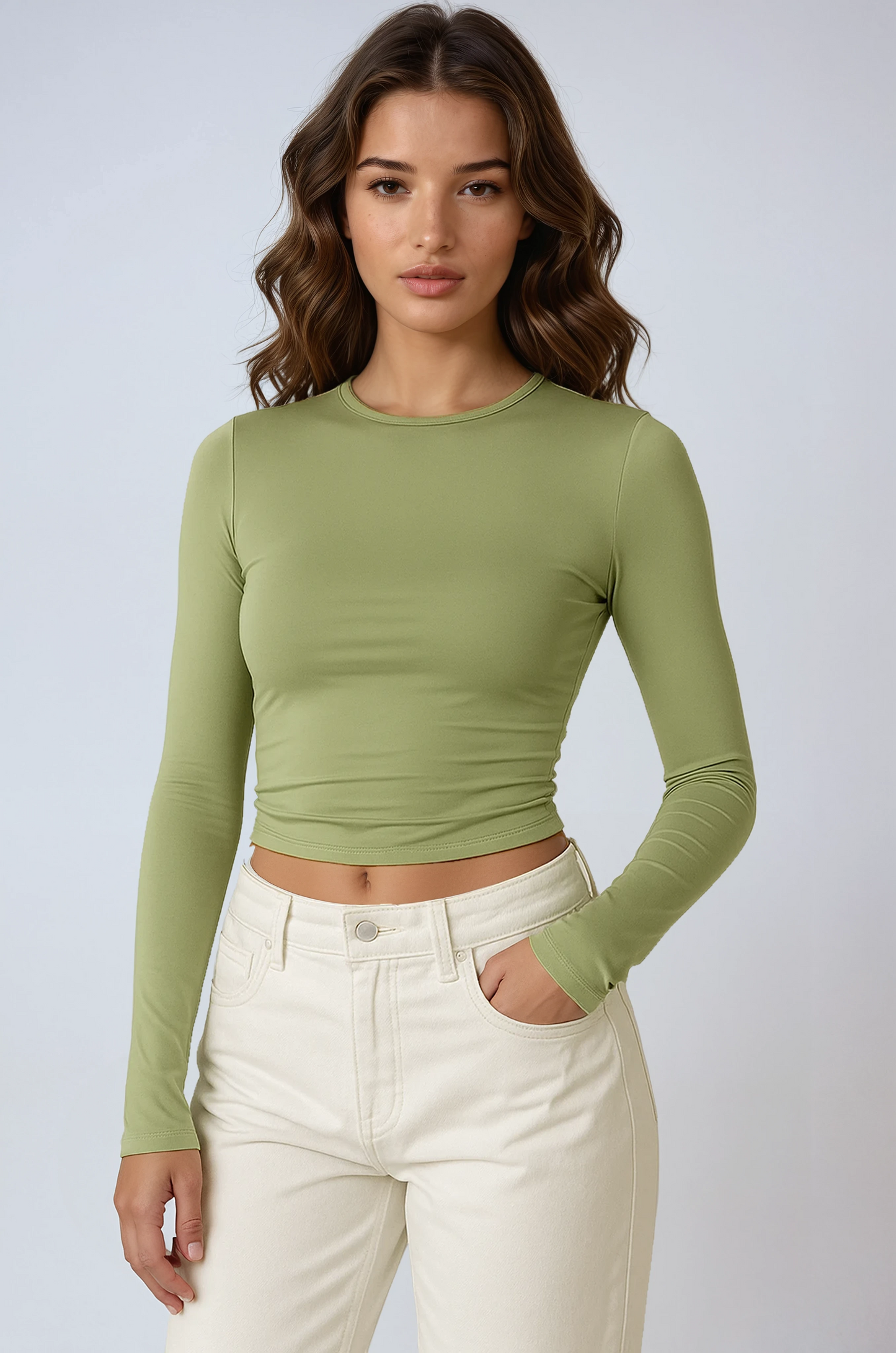 Celine | Women’s Long Sleeve Stretch Crop Top