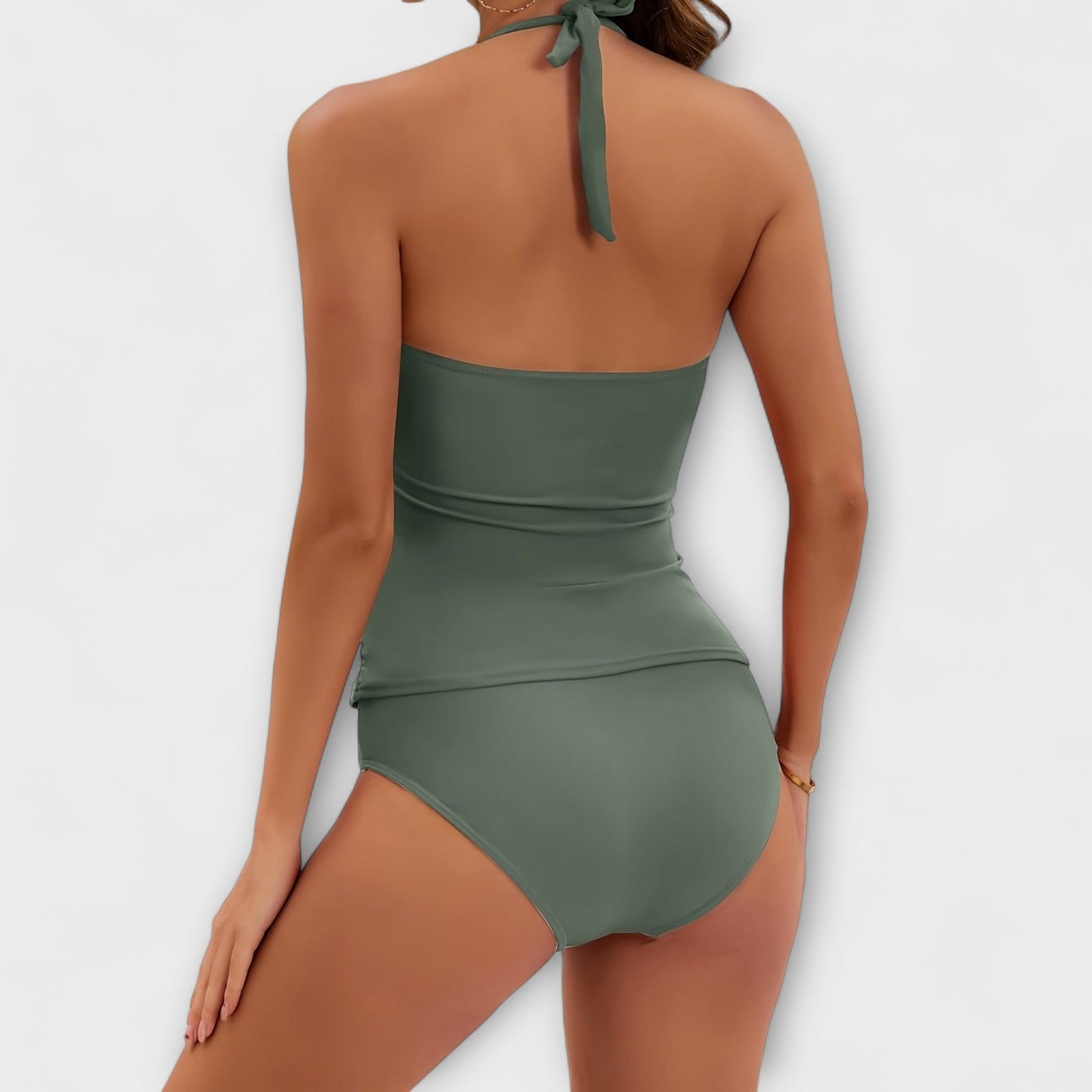 Oaklyn | Women’s Solid Halter One Piece Swimsuit