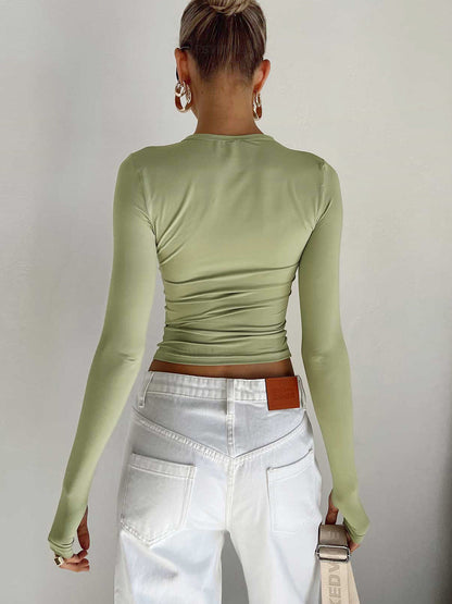 Celine | Women’s Long Sleeve Stretch Crop Top