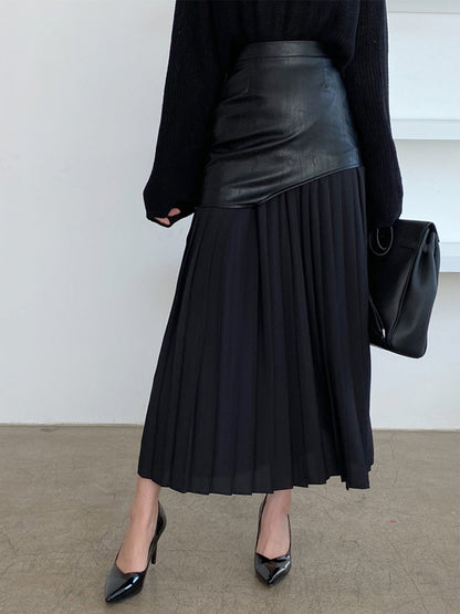 Maelle | Women’s Asymmetrical Pleated Midi Skirt
