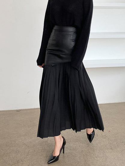 Maelle | Women’s Asymmetrical Pleated Midi Skirt