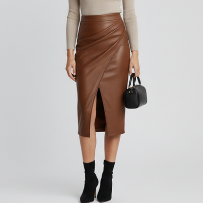 Fallon | Women’s Pleated Midi Skirt with Front Slit