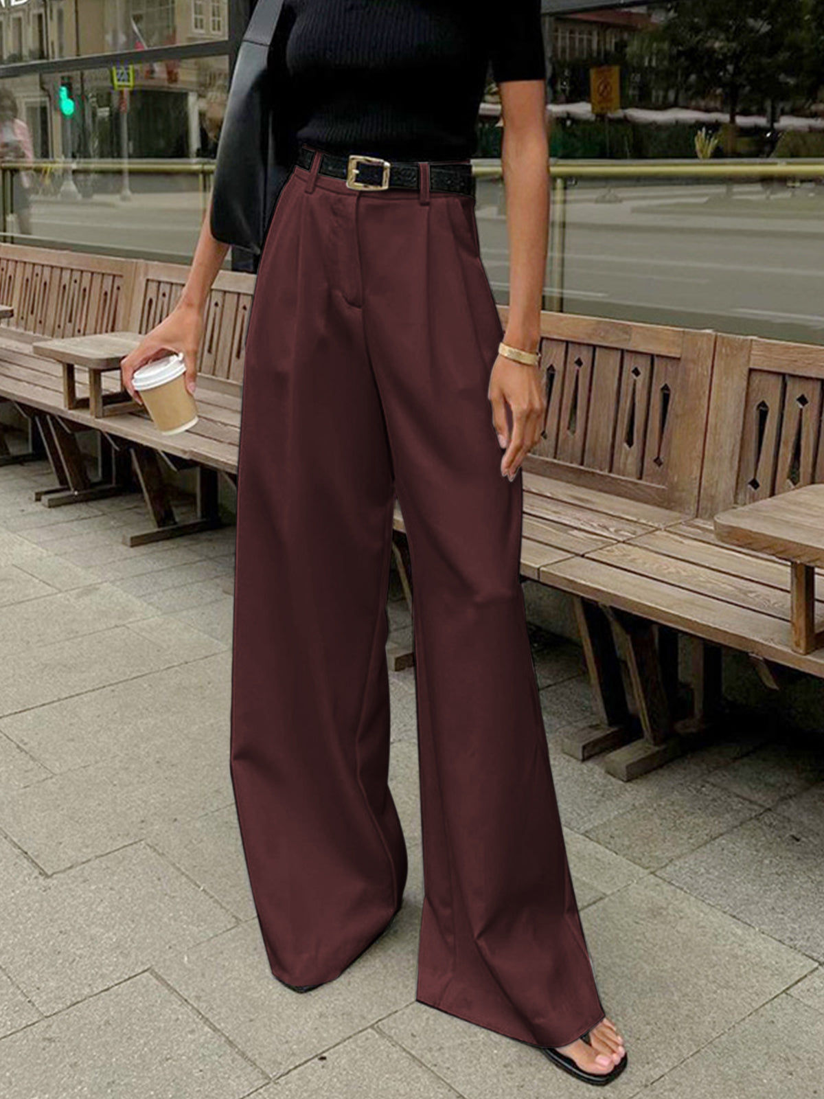 Sabine | Women’s Pleated Front Wide Leg Trousers