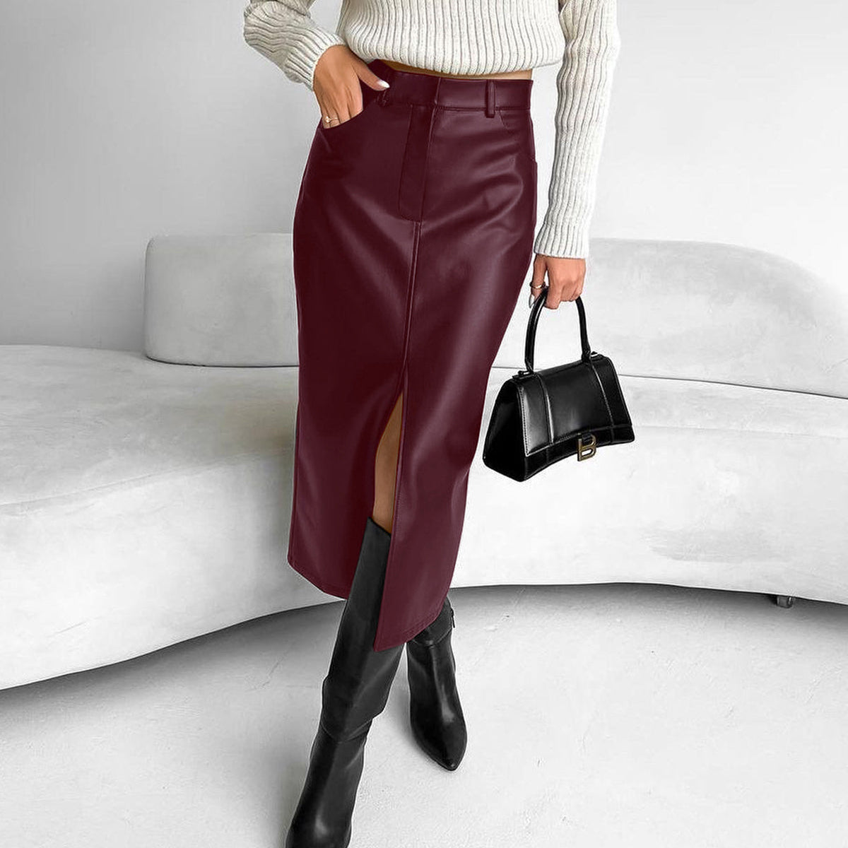 Sloane | Women’s Spring Elegant High Slit Midi Skirt