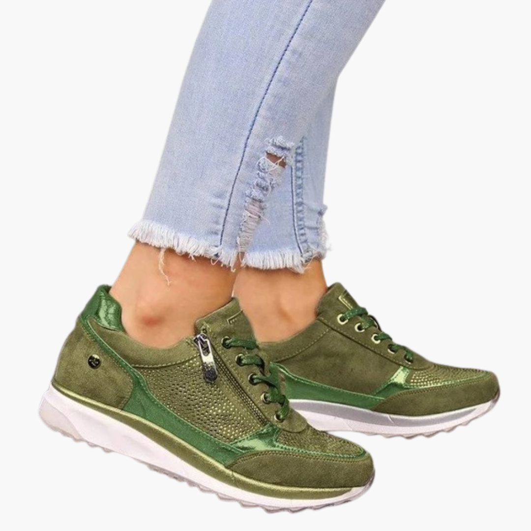 Bailey | Women’s Lace-Up Sneakers with Side Zipper Closure
