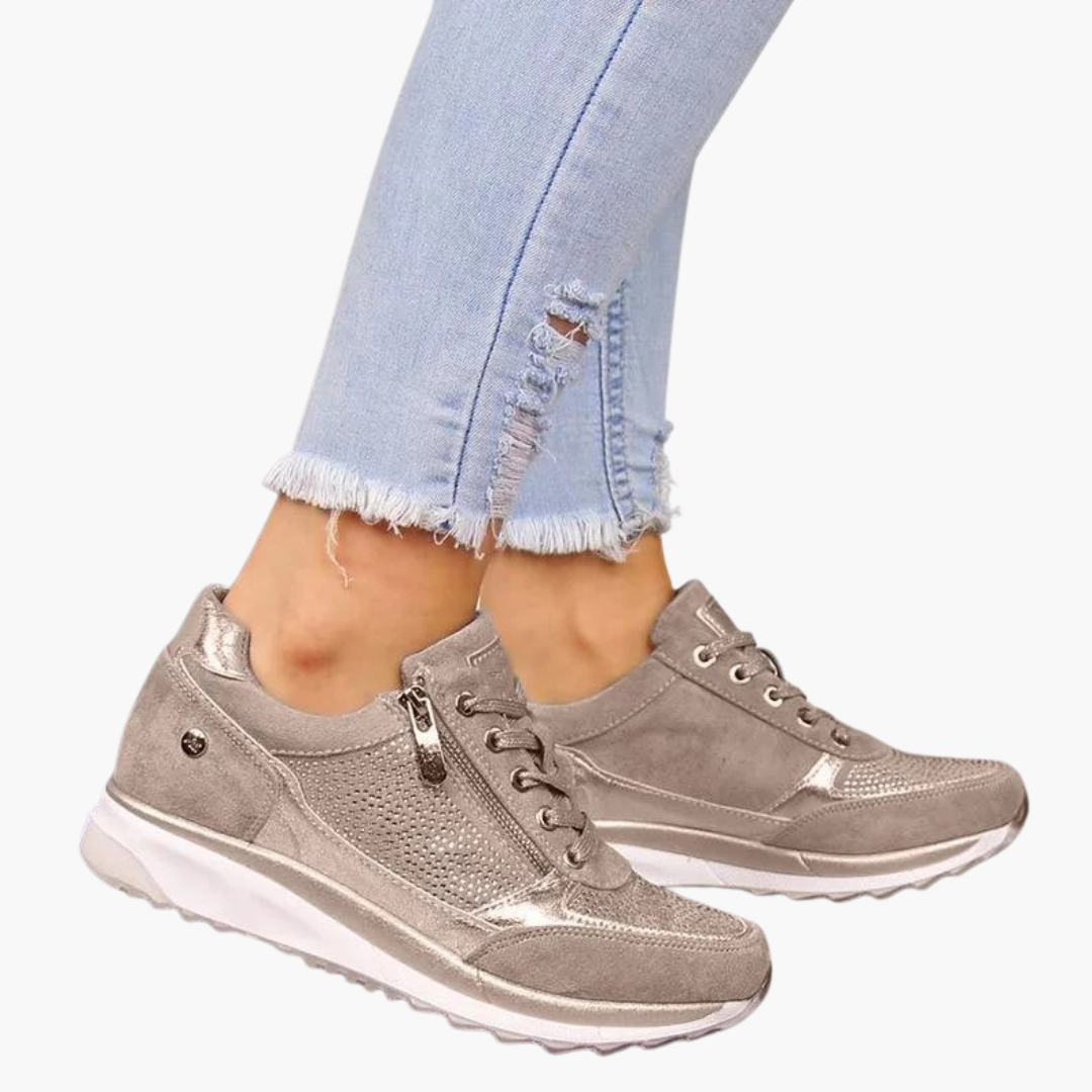 Bailey | Women’s Lace-Up Sneakers with Side Zipper Closure