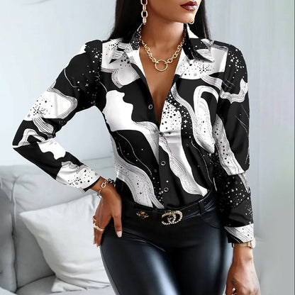 Cassandra | Women’s Classic Collar Shirt with Patterns and Closure