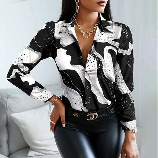 Cassandra | Women’s Classic Collar Shirt with Patterns and Closure