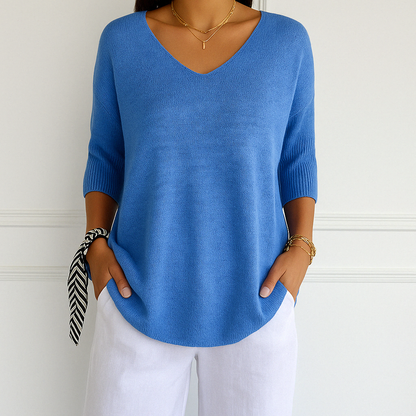 Hadley | Women’s V-Neck Short Sleeve Knit Pullover