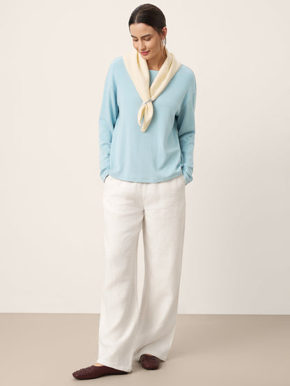 Brianna | Women’s Boat Neck Button-Back Long Sleeve Top