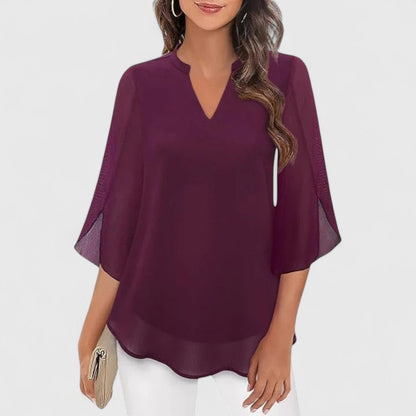 Remi | Women’s Sophisticated Chiffon V-Neck Blouse